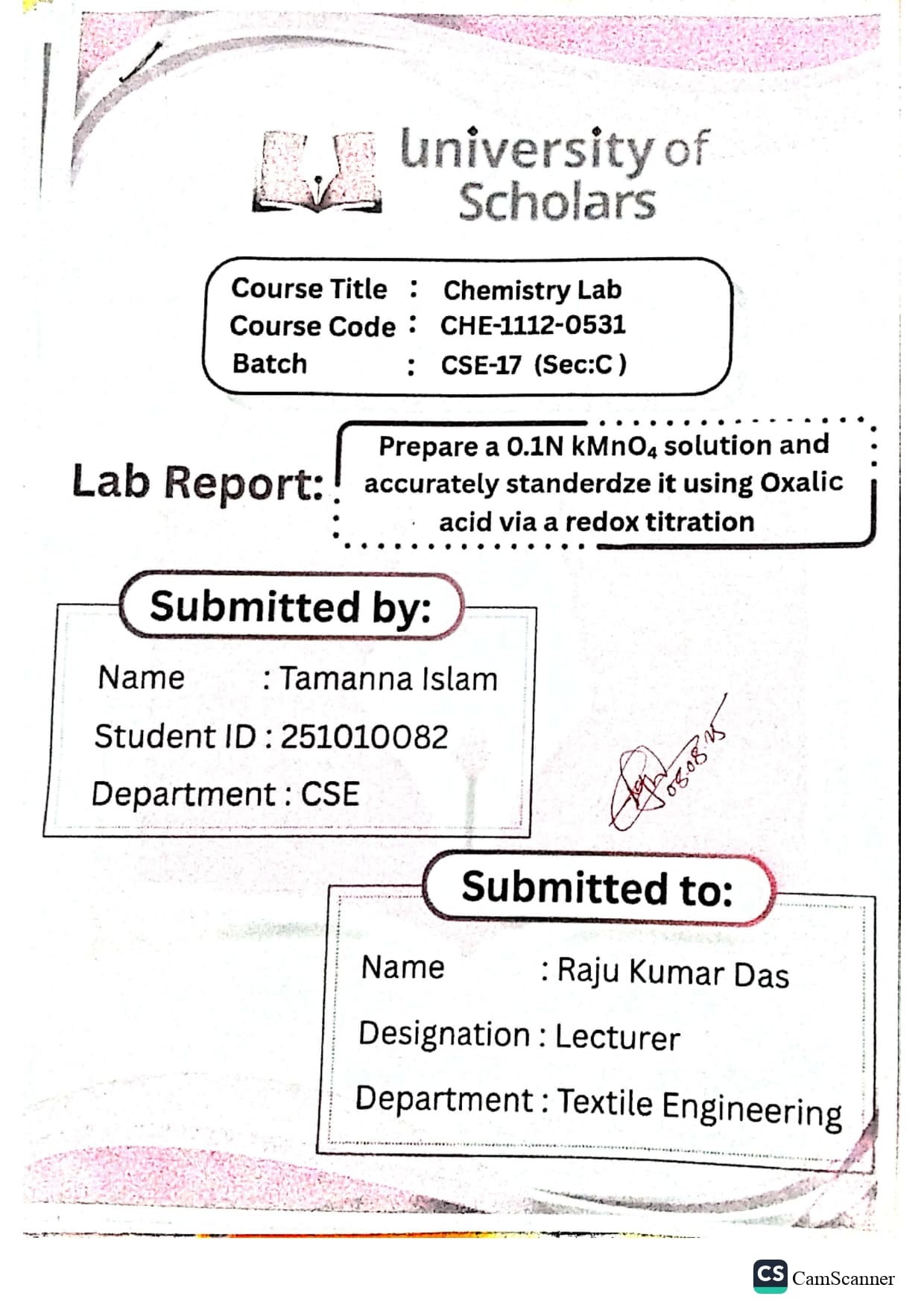 Lab Page 17 - Experiment 7: Electrochemistry